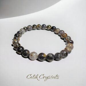 Lolite Bracelet Natural Stones 8mm Stretches Unisex Healing Bracelet